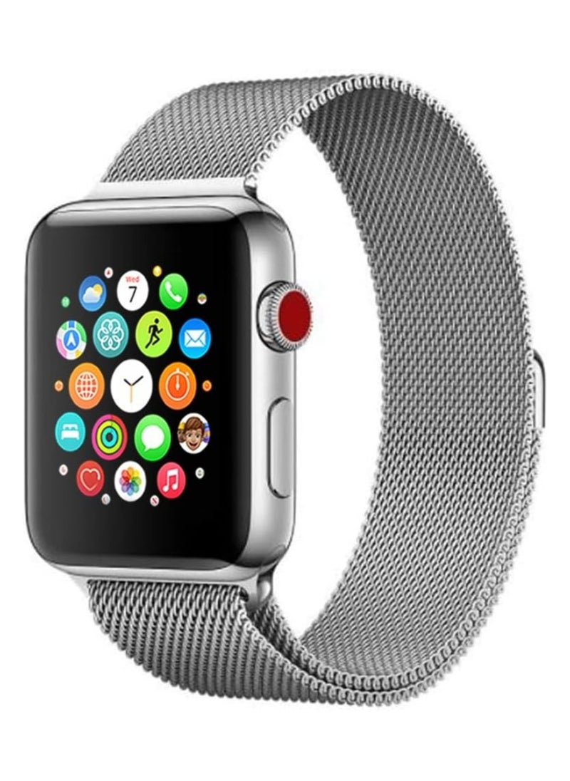 FITIT FITIT Stainless Steel Metal Strap Milanese Loop Alloy Replacement for iWatch Series 9 and Below,38mm 40mm 41mm with powerful Magnetic lock, Silver  - Image 1