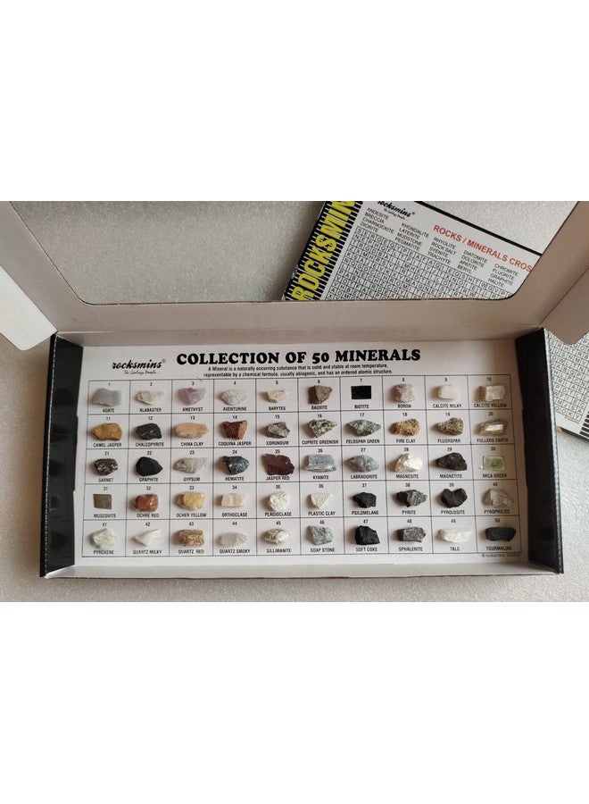 ROCKSMINS MI50WM Collection Set of 50 Minerals School Education Mineral Samples Activity Geology Earth Science Stones Memory Great Educational STEM Toys for Kids Free Geology Crossword Activity Card - Image 4