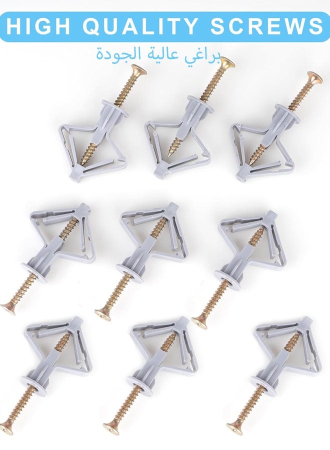 FAVZCBVIN Wall Anchor Kit, 30 Pieces Hollow Wall Anchors with Screws Self Drilling Hollow Wall Anchor for Drywall Plasterboard Butterfly Type Expansion Anchors with Screws - Image 5