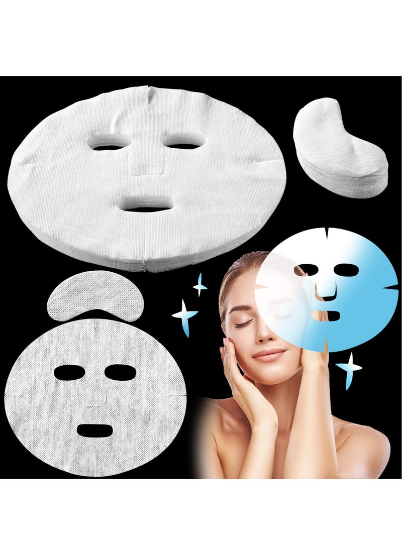Excefore Facial Mask, 200 Pieces Pre Cut Facial Mask Paper Sheets, Natural Care Fiber Paper, Non Woven Beauty Face Masks with 100 Pieces Eye Mask Paper for Women Girl Facial Creams Spa - Image 1