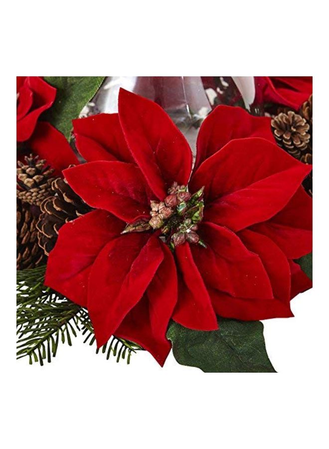 Nearly Natural Poinsettia Pine & Pinecone Candelabrum - Image 3