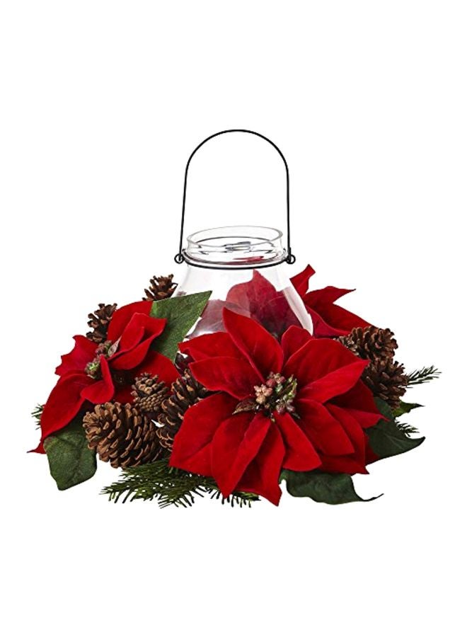 Nearly Natural Poinsettia Pine & Pinecone Candelabrum - Image 1