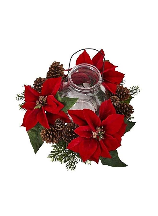 Nearly Natural Poinsettia Pine & Pinecone Candelabrum - Image 2