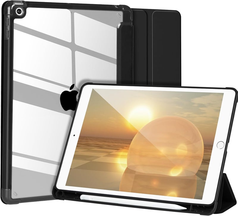 APHBZGE Case Compatible with iPad 9/8/7th Generation 10.2’’2019/2018/2017,Case for iPad 10.2 inch, Shockproof Hard Shell Clear Cover with Pencil Holder,Tablet cover for iPad 10.2‘‘ with Auto Wake/Sleep,Black - Image 1