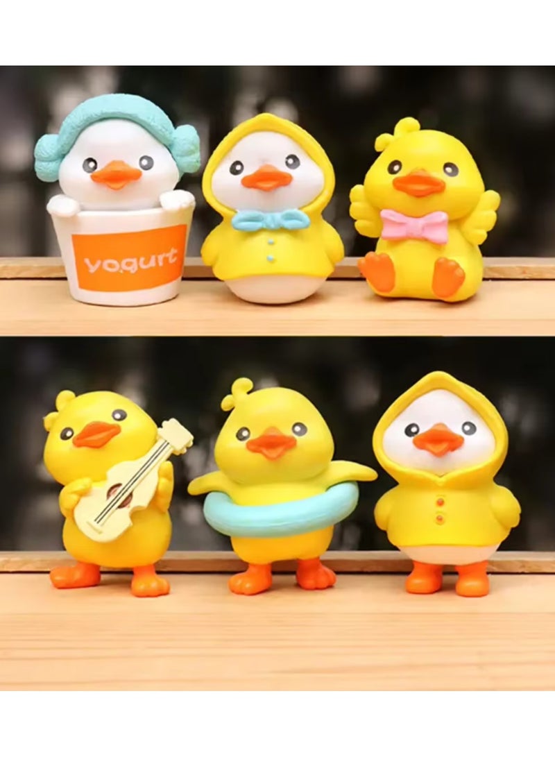 6Pcs Cute Yellow Duck Dashboard Ornaments – Kawaii Car Interior Decorations, Home & Office Decor for Girls and Kids (Heat-Resistant) - Image 1