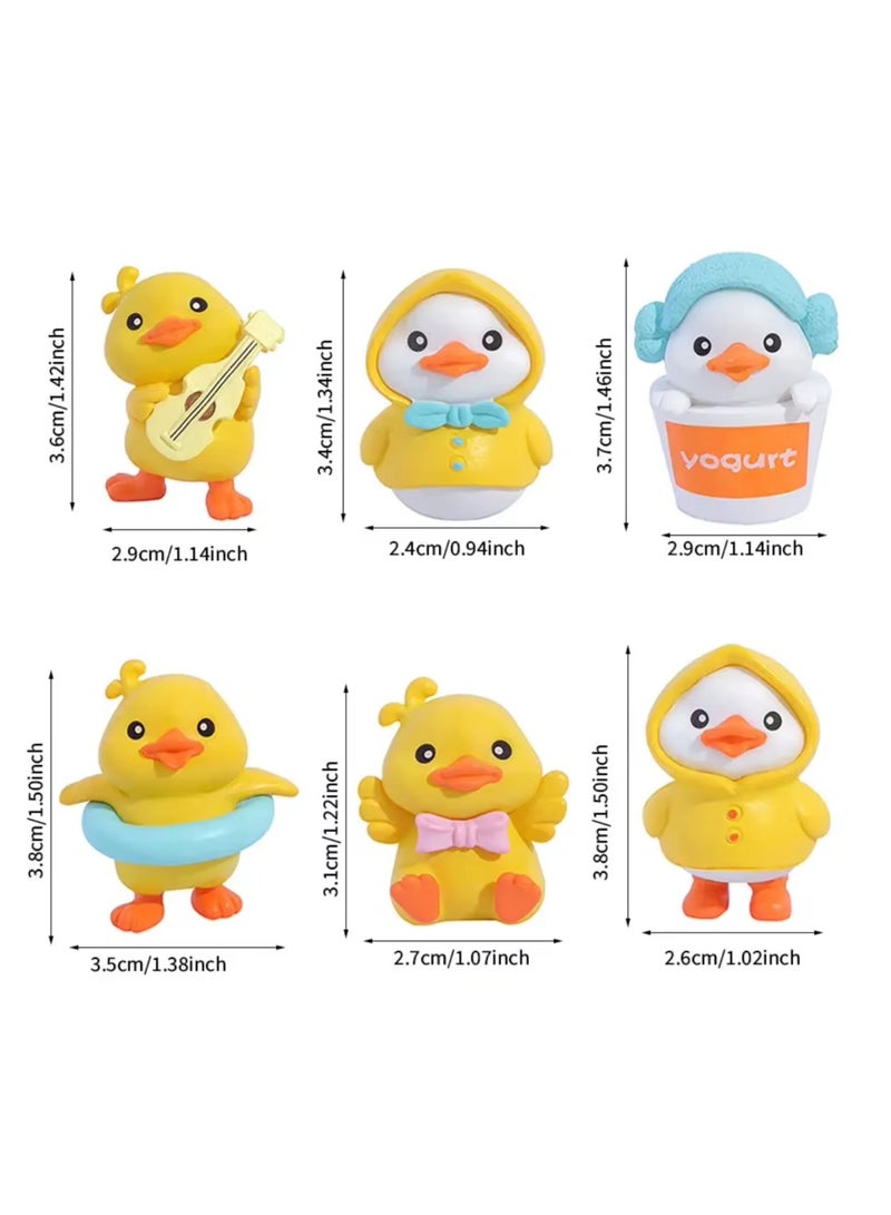 6Pcs Cute Yellow Duck Dashboard Ornaments – Kawaii Car Interior Decorations, Home & Office Decor for Girls and Kids (Heat-Resistant) - Image 2