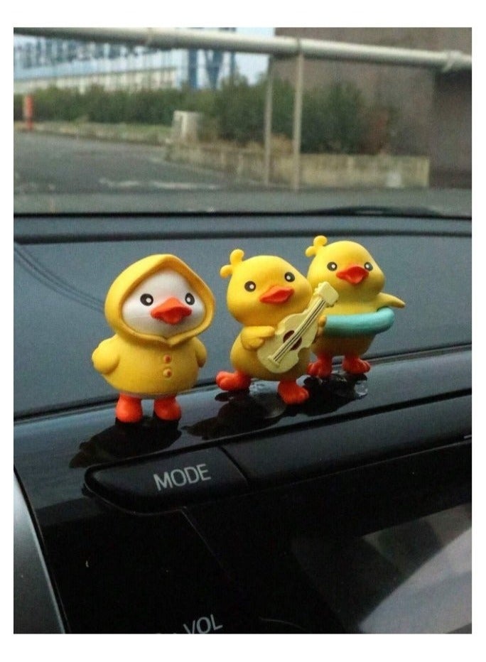 6Pcs Cute Yellow Duck Dashboard Ornaments – Kawaii Car Interior Decorations, Home & Office Decor for Girls and Kids (Heat-Resistant) - Image 4