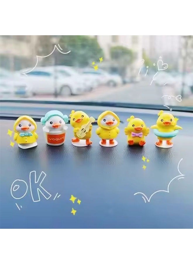 6Pcs Cute Yellow Duck Dashboard Ornaments – Kawaii Car Interior Decorations, Home & Office Decor for Girls and Kids (Heat-Resistant) - Image 5