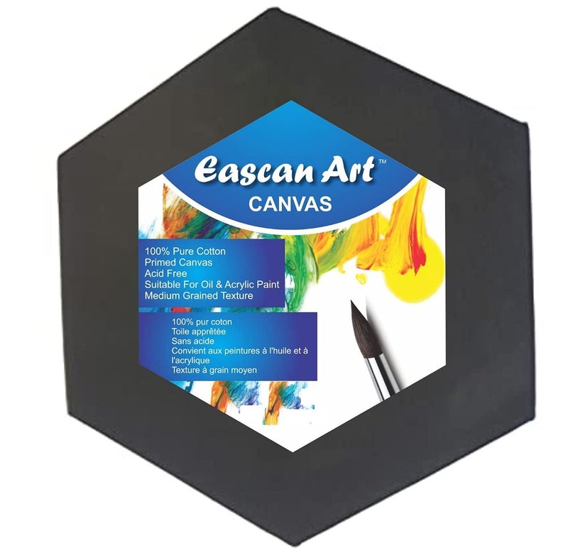 EASCAN ART Hexagon Stretched Cotton Canvas for Acrylic Painting Oil Painting (Black) (3, 14 Inch) - Image 3