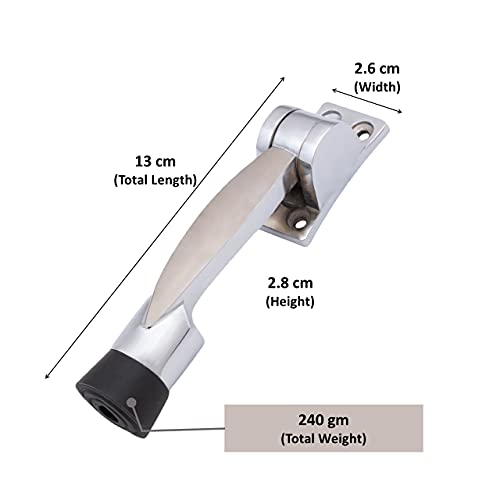 Atom Door Stopper | Kickdown Door Stop with One Touch | Adjustable Height & Rubber Tip 1.5 Inches, Door Stops (CPSS Finish, DS005), Pack of 2 - Image 4