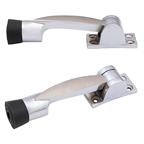 Atom Door Stopper | Kickdown Door Stop with One Touch | Adjustable Height & Rubber Tip 1.5 Inches, Door Stops (CPSS Finish, DS005), Pack of 2 - Image 2