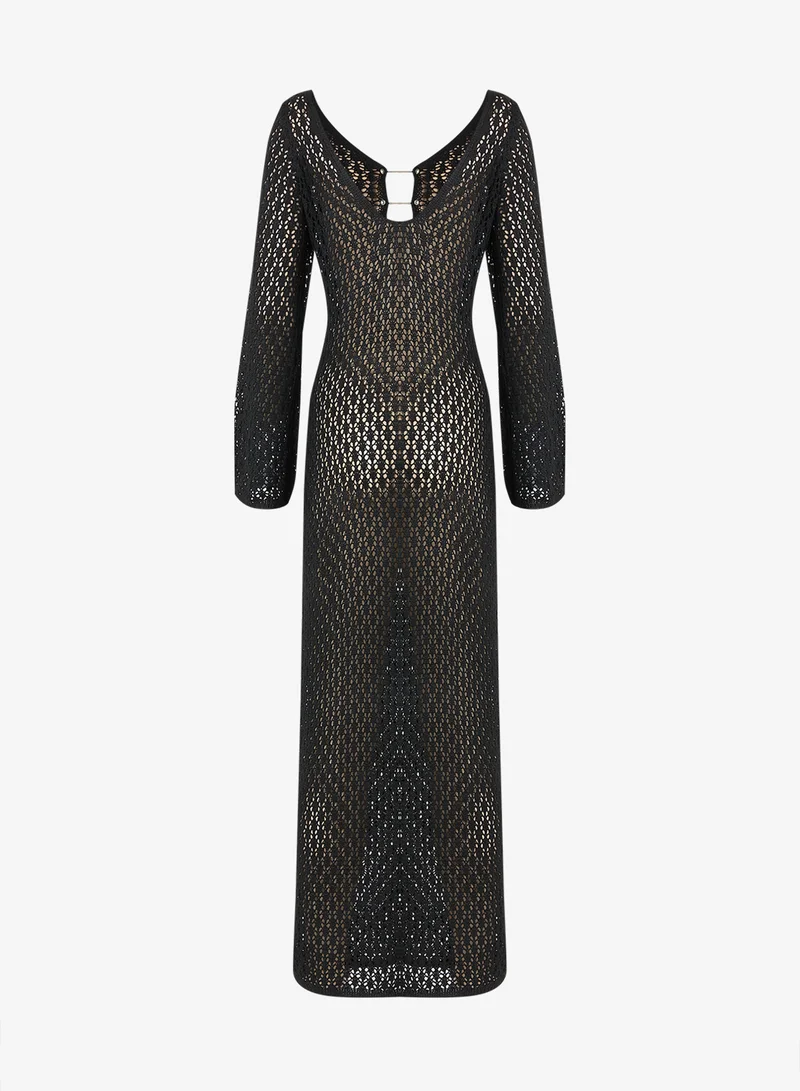 جينجر Scoop Neck Crochet Beach Dress