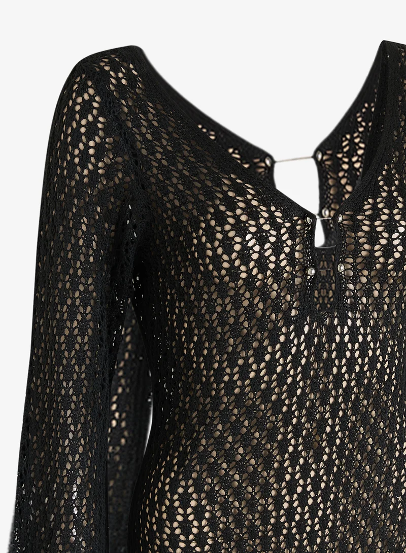 Ginger  Scoop Neck Crochet Beach Dress for Women | Best Price UAE