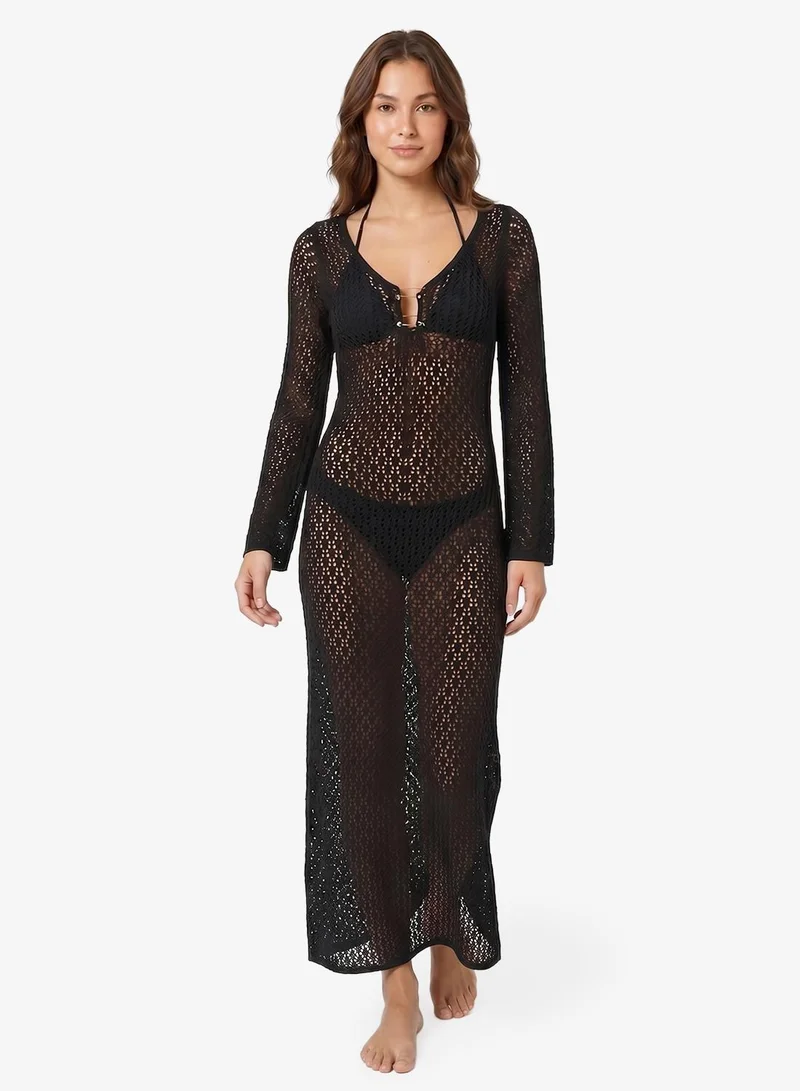 Ginger Scoop Neck Crochet Beach Dress