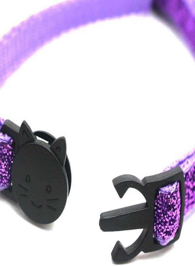 SelHeng 2Pcs Purple Cat Collars with Bells,Breakaway Kitten Collar, Sparkle Adjustable Safety Kitten Collars,Cat Collar Accessories for Small Medium Dogs and Cats - Image 3