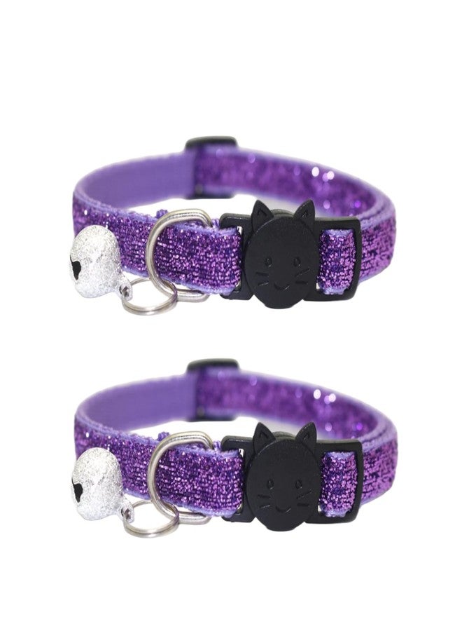 SelHeng 2Pcs Purple Cat Collars with Bells,Breakaway Kitten Collar, Sparkle Adjustable Safety Kitten Collars,Cat Collar Accessories for Small Medium Dogs and Cats - Image 1