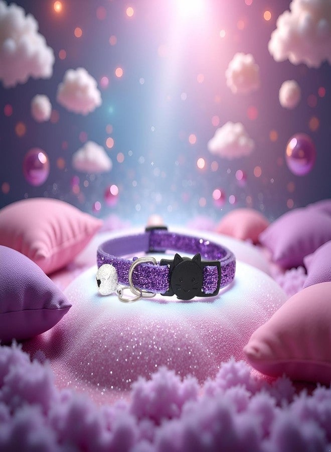 SelHeng 2Pcs Purple Cat Collars with Bells,Breakaway Kitten Collar, Sparkle Adjustable Safety Kitten Collars,Cat Collar Accessories for Small Medium Dogs and Cats - Image 5