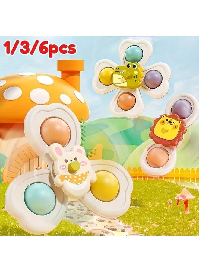 Six Animal Suction Cup Spinning Tops Colorful Cartoon Toys For Kids Gifts - Image 2