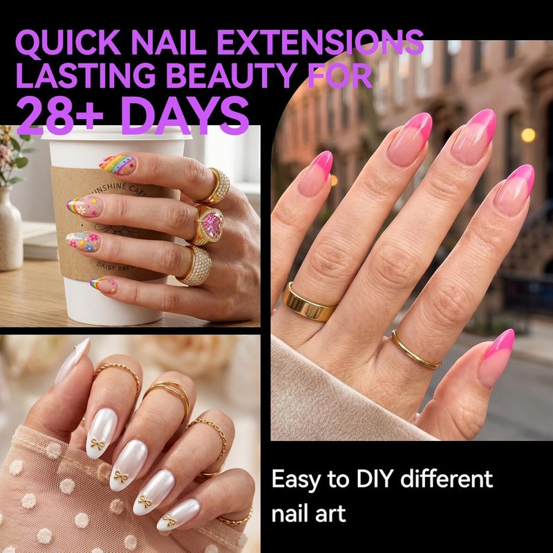 Repeated detach compatible build Nail Tips Almond for Salon: Almond Short Soft Gel Nail Tips for Manicure 240 Pcs 18 Sizes Flexible varied design - Image 4
