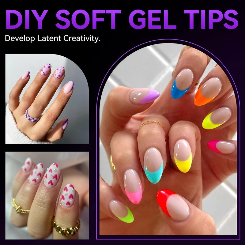 Repeated detach compatible build Nail Tips Almond for Salon: Almond Short Soft Gel Nail Tips for Manicure 240 Pcs 18 Sizes Flexible varied design - Image 3