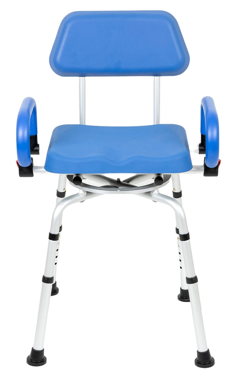Iliving iLIVING ILG638 Swivel Pivoting Shower Chair for Bathtub and Shower with Padded Seat Back and Arms and Adjustable Height  Blue 