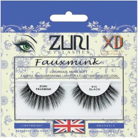 ZURI Fauxmink False Eyelashes XD8D XDimensional Natural False Lashes False Eyelashes Natural Look Thick Eyelashes With Lash Applicator Natural Eyelashes with Glue Mink Eyelashes Style 915