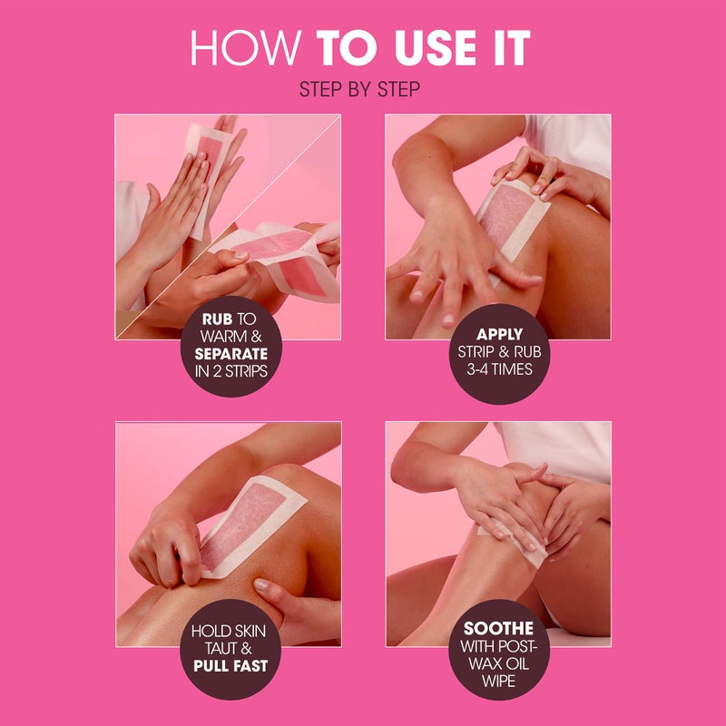 Nad's Nadâ€™s Body Wax Strips for Sensitive Skin, Hair Removal for Sensitive Skin, Hypoallergenic, Includes 28 Waxing Strips & 2 Post Wax Calming Oil Wipes - Image 4