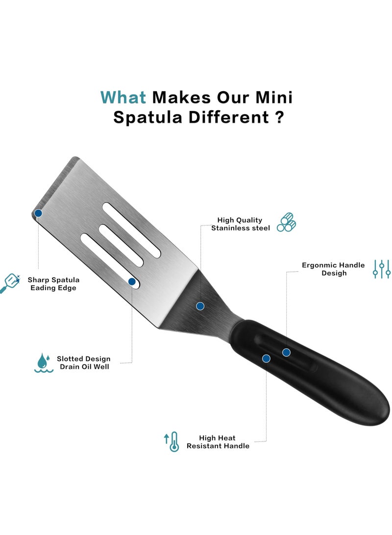 Jolley Stainless Steel Cake Spatula,Small Spatula Professional Mini Serving Spatula, Stainless Steel Metal Spatula Set, Cutter and Serve Turner for Kitchen, Flipping or Cooking for Brownie, Cookie, Lasagna, Pancakes or Cake - Image 2