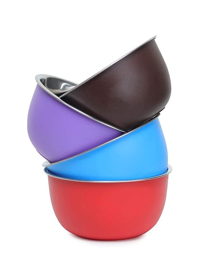 Zaib Multi-Purpose Stainless Steel Mixing Bowls with Airtight Lids – Pack of 4 (500ml Each) – Microwave & Freezer Safe Food Storage Containers – (14cm Multicolour 4 Pcs) - Image 4
