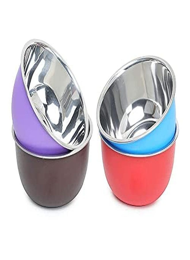 Zaib Multi-Purpose Stainless Steel Mixing Bowls with Airtight Lids – Pack of 4 (500ml Each) – Microwave & Freezer Safe Food Storage Containers – (14cm Multicolour 4 Pcs) - Image 2