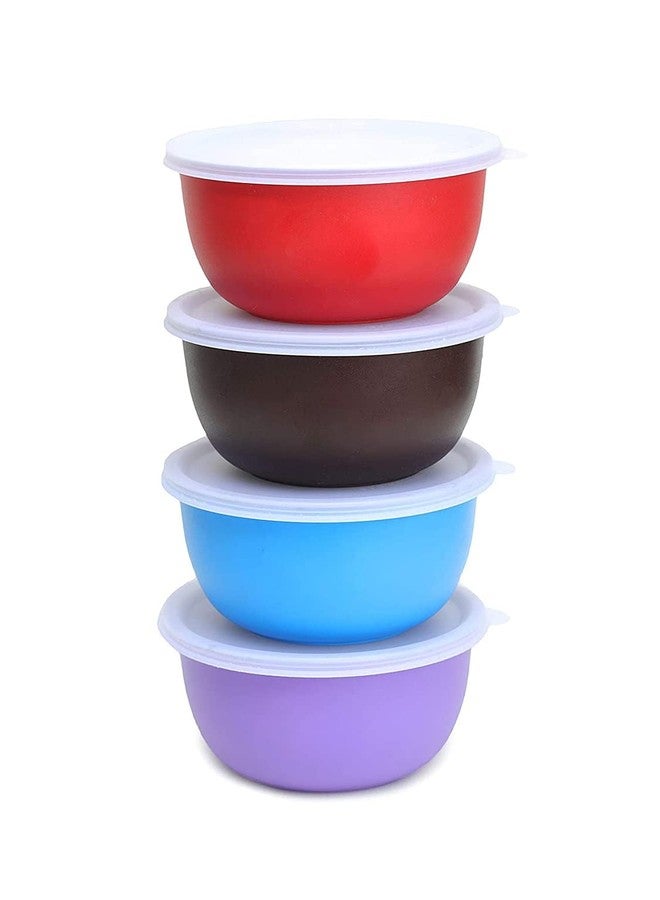 Zaib Multi-Purpose Stainless Steel Mixing Bowls with Airtight Lids – Pack of 4 (500ml Each) – Microwave & Freezer Safe Food Storage Containers – (14cm Multicolour 4 Pcs) - Image 3