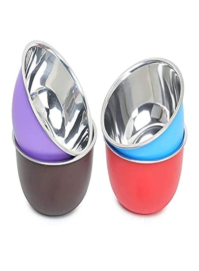 Zaib Multi-Purpose Stainless Steel Mixing Bowls with Airtight Lids – Pack of 4 (500ml Each) – Microwave & Freezer Safe Food Storage Containers – (14cm Multicolour 4 Pcs) - Image 1