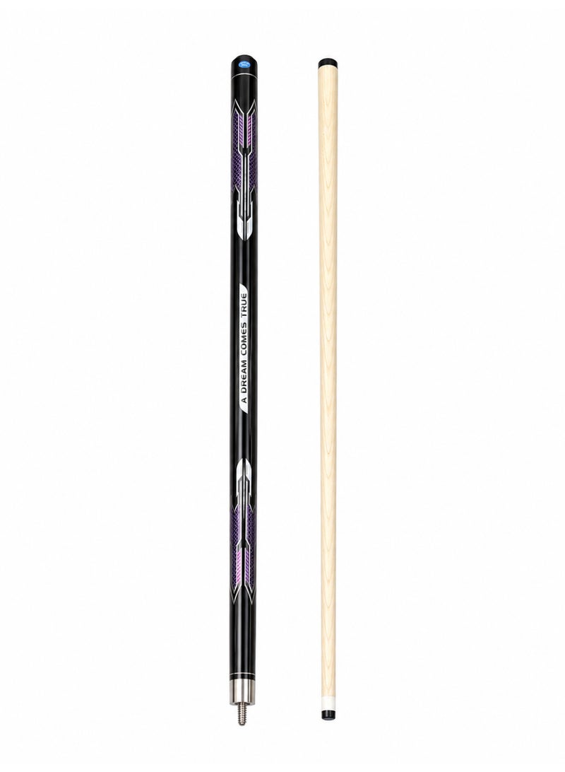 25331-5 Professional Billiard Cue Stick 145CM Wooden Pool Cue With Premium Tip & Screw Joint Black Purple Design - Image 1