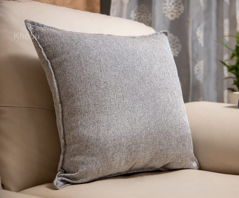 Khooti Decorative Jute Square Cushion Cover Throw Pillow Cover for Living Room Couch Diwan Single Seater Sofa, Colourful Modern Small 22 x 22 Inches / 55 x 55 cm |Colour - Light Grey |Set of 2 Pieces - Image 4