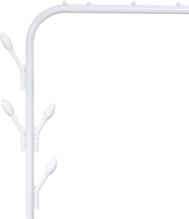 KEEKOS Single Pole Coat Hanger/Cloth Stand/Garment Stand with Bottom Shelves - Metal Garment Rack for Organized Storage 8 Hook (Multi) (White-A) - Image 5