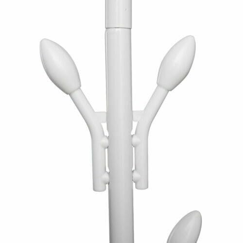 KEEKOS Single Pole Coat Hanger/Cloth Stand/Garment Stand with Bottom Shelves - Metal Garment Rack for Organized Storage 8 Hook (Multi) (White-A) - Image 4