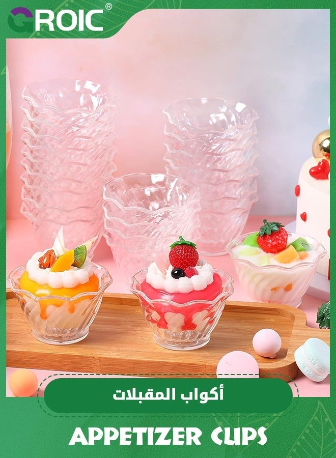 GROIC 8 Pack Plastic Dessert Cups 6 oz Clear Ice Cream Sundae Tasting Bowls, Mini Round Swirl Tulip Shape Party Buffet Serving for Yogurt Salad Appetizer Chocolate Candy Parfait Fruit  - Image 4