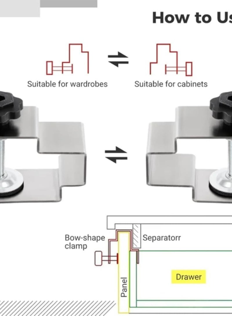 GGOOT C Clamp Cabinet Hardware Jig Drawer Fixing Clip for Install Door Drawer Flexible Woodworking Tools 4PCS Plus  - Image 2
