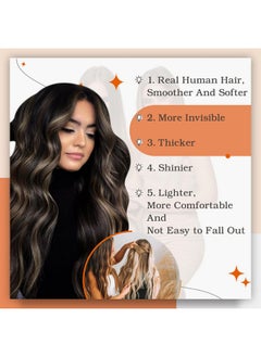 Full Shine Balayage Tape In Hair Extensions Human Hair Color 1B Off Black Fading To 27 Honey Blonde And 1B Black Tape In Human Hair Extensions 12 Inch Tape In Extensions 30 Gram 20Pcs For Women  - Image 5