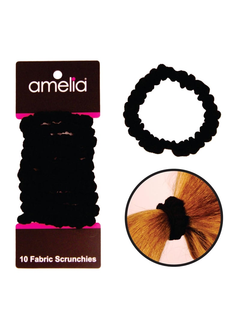 Amelia Beauty Products - Amelia Beauty 10Pack Black Ribbed Scrunchies 225in Strong Hold NoSnag Hair Ties  Gentle CreaseFree  For All Hair Types - Image 1