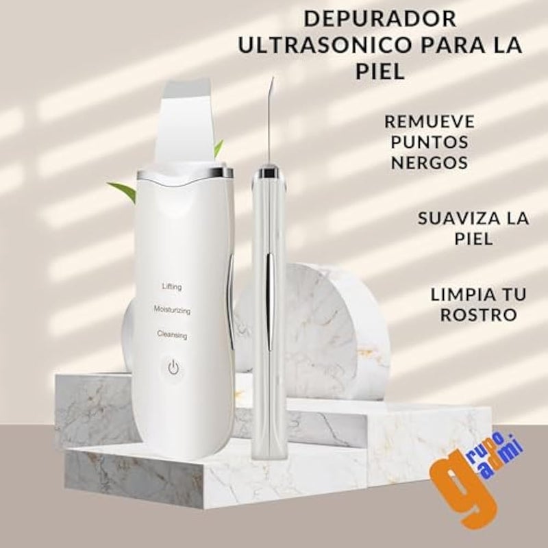 Skin Cleanser - Ultrasonic Exfoliator White Silicone Pen 3 Modes Lifting Moisturizing Cleansing Effective Blackhead Remover Facial Deep Cleansing Device for Bright Skin - Image 2
