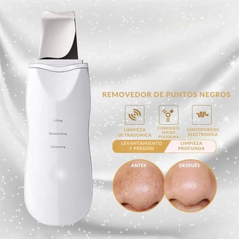 Skin Cleanser - Ultrasonic Exfoliator White Silicone Pen 3 Modes Lifting Moisturizing Cleansing Effective Blackhead Remover Facial Deep Cleansing Device for Bright Skin - Image 4