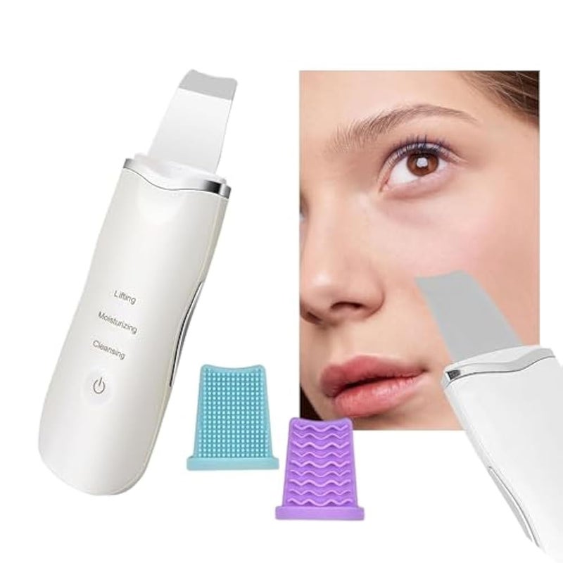 Skin Cleanser - Ultrasonic Exfoliator White Silicone Pen 3 Modes Lifting Moisturizing Cleansing Effective Blackhead Remover Facial Deep Cleansing Device for Bright Skin - Image 1