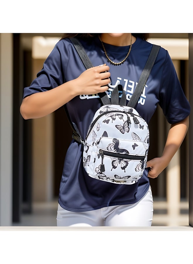 Girl's Butterfly Spot Print Backpack, Children's Fresh and Cute Style School Bag College Bag, Large Capacity Nylon Book Bag Tourist Bag Back Bag Beach Bag for Kids/College Students/Youth/Teenager - Image 2