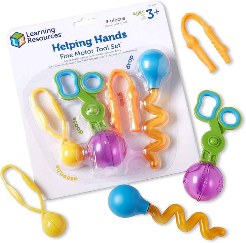Learning Resources Helping Hands Fine Motor Tool Set Toy and Sensory Games Ages 3+ Multi-color 4 Items - Image 1