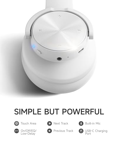 Picun B8 Bluetooth Headphones, 120 Hours Headphone Wireless Bluetooth, Hands-Free Calls, 3EQ & Game Mode, Foldable Headphones Over Ear for Travel Home Office Cellphone PC White - Image 5