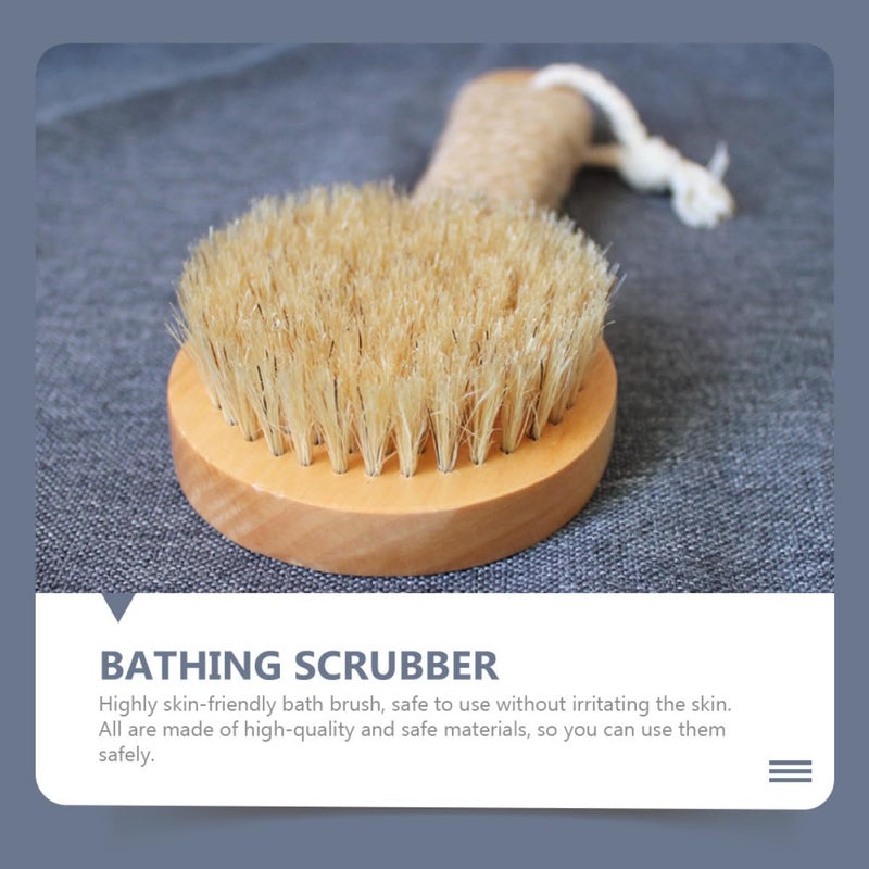 Uonlytech Wooden Handle 20cm Body Brush with Non-Slip Grip, Boar Bristle Exfoliating Bath Scrubber for Deep Cleansing and Massage, Suitable for Shower and Spa Use Random Color - Image 4
