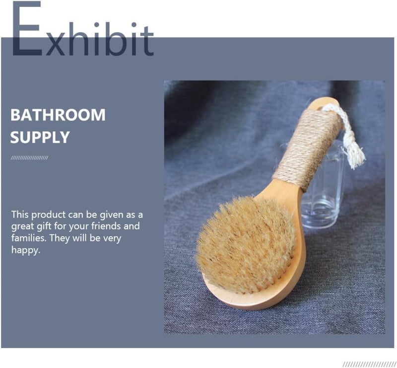 Uonlytech Wooden Handle 20cm Body Brush with Non-Slip Grip, Boar Bristle Exfoliating Bath Scrubber for Deep Cleansing and Massage, Suitable for Shower and Spa Use Random Color - Image 2