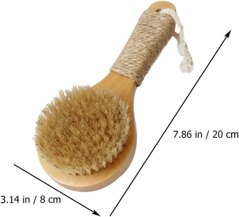 Uonlytech Wooden Handle 20cm Body Brush with Non-Slip Grip, Boar Bristle Exfoliating Bath Scrubber for Deep Cleansing and Massage, Suitable for Shower and Spa Use Random Color - Image 1