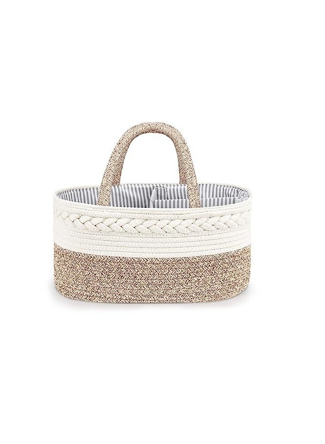 أوريتي Oriti حفاضات الأطفال كادي منظم، حبل قطني أنيق سلة الأطفال حضانة منظم تخزين لتغيير الطاولة، - Image 1